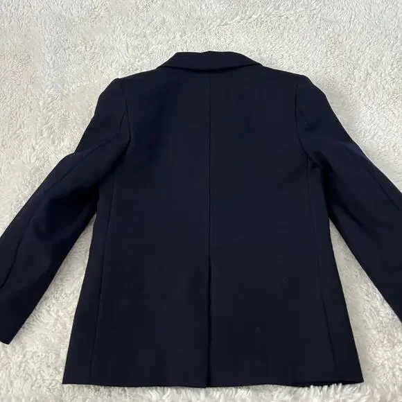 Lands End Little Boys Navy Blue 2 Button Blazer Sz 5 Wool Blend Preppy - Picture 2 of 6